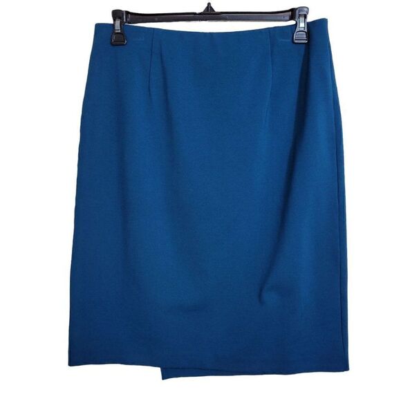 J. Jill Ponte Teal Blue Asymmetric Skirt (Size M) - Picture 4 of 6